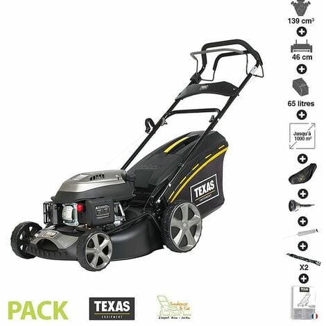 Tondeuse thermique autopropulsée 139cc 2,3cv coupe 46cm coupe mulching pack accessoires TEXAS RL460TR/W
