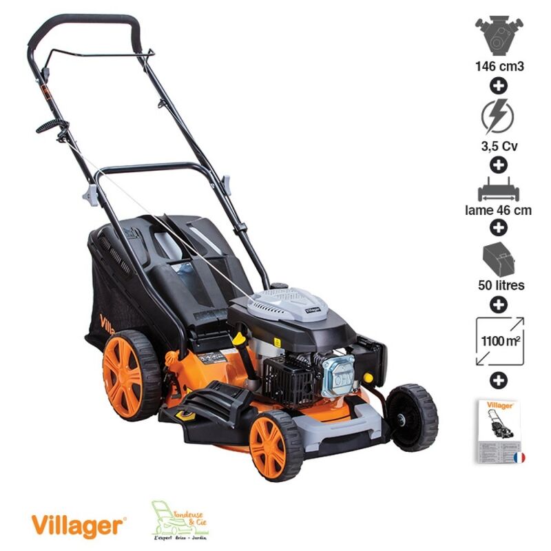 Tondeuse thermique mulching 146cc 4 en 1 coupe 46cm Villager Prime 4011T