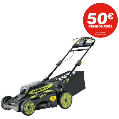 Tondeuse tractée RYOBI - RY36LMX51A-160 - 36V MaxPower Brushless - coupe 51 cm - 1 batterie 6.0Ah - 1 chargeur rapide