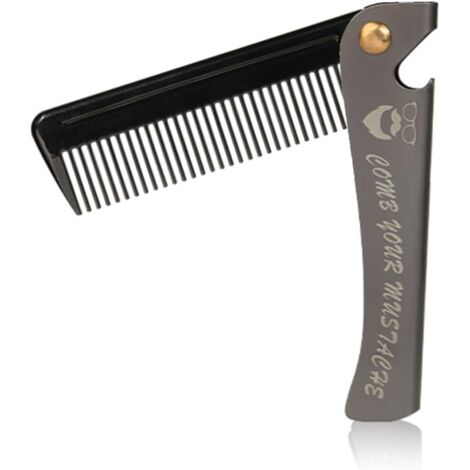 Tondeuses à cheveux et à barbe, Peigne à barbe pliable de poche en métal et acier inoxydable, avec dents rondes et lisses, pour le soin des hommes