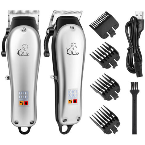 Tondeuses pour Chiens, Professionnelle Tondeuse Chien Poil Long Epais avec Ecran LCD et 4 Peignes de Limite, Tondeuses animaux à lame étanche, Toilettage pour Animaux de Compagnie Chat Chien