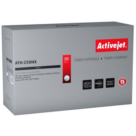 Toner Compatibile Activejet ATH-250NX Nero per Stampanti HP 504X CE250X e Canon CRG-723HB, 10.500 Pagine, Confezione da 1