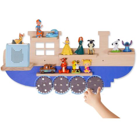 Tonie-Regal für Toniebox Hörfiguren, Magnetische Aufbewahrung für 10-15 Tonie, Wandregal Kinderzimmer für Mädchen & Jungen, Schiffsform