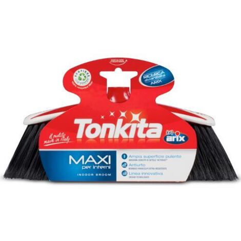 Tonkita Maxi Scopa Per Interni Con Bordo Paracolpi, Setole Actidust Fitte E Inclinate, Materiale 100% Riciclato, Made In Italy