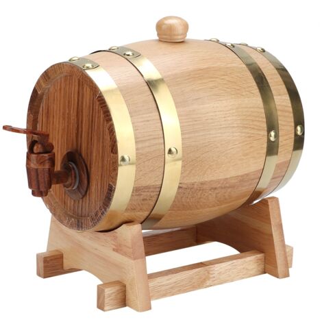 Tonneau à Vin en Chêne Vieilli de 1,5L - Accessoire de Rangement pour Cave et Décoration Rustique