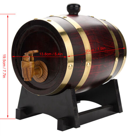 Tonneau en Chêne Rustique pour Vin, Bière, Whisky, Rhum et Porto 1,5 Litres