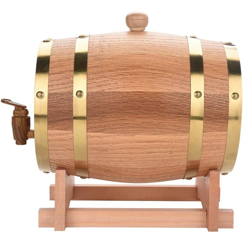Tonneau Oak Barrel - Tonneau à vin en bois de chêne d'époque pour Beer Whiskey Rum Rhum, chêne vieillissant (Taille : 3L)