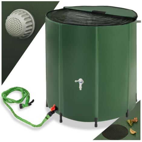Tonneau récupérateur d'eau de pluie avec robinet et protection anti-débordement