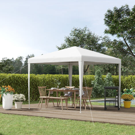 Tonnelle 2.7 x 2.7 m Barnum de Jardin métal époxy Toile PE Haute densité Blanc