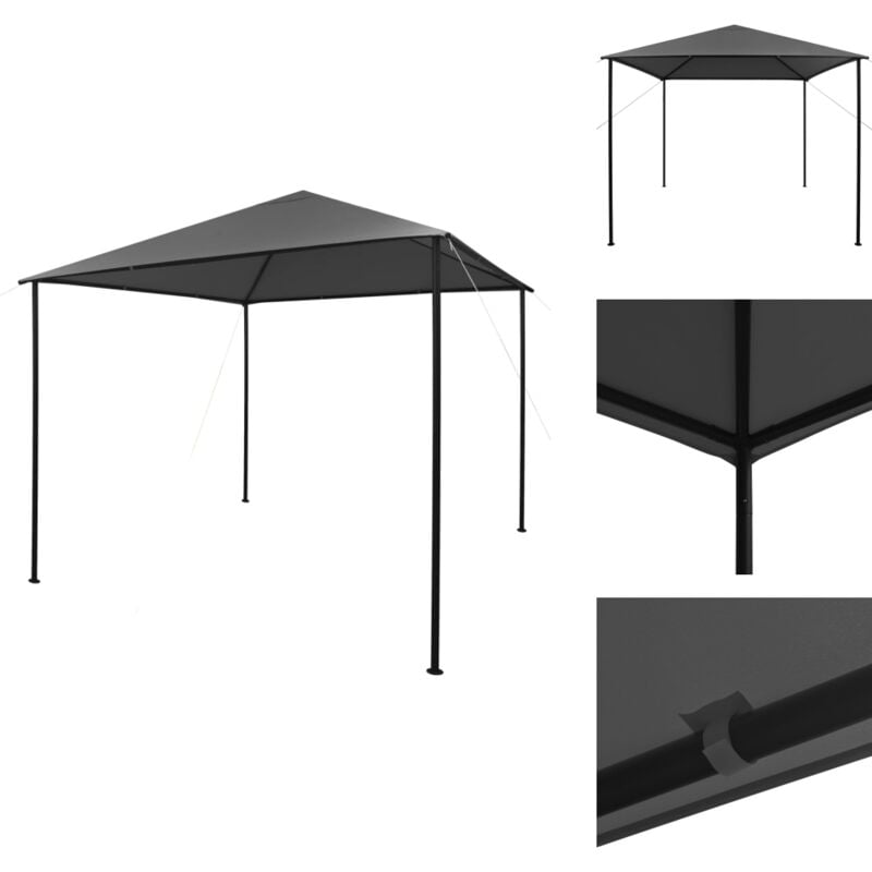 Vidaxl - Tonnelle 3x3 m Anthracite Tissu et acier 180 g/m² - Abri Extérieur - Tonnelle - Gazebo - Parasol - Tente De Jardin