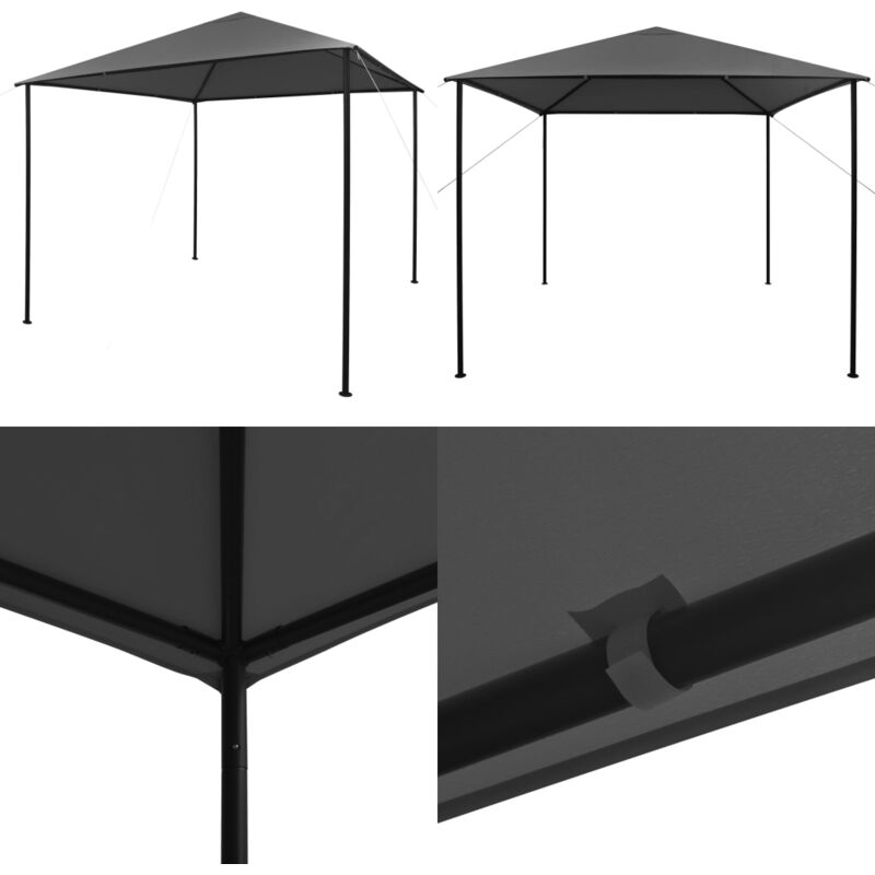 Tonnelle 3x3 m Anthracite Tissu et acier 180 g/m² - Abri Extérieur - Tonnelle - Gazebo - Parasol - Tente De Jardin - Home & Living