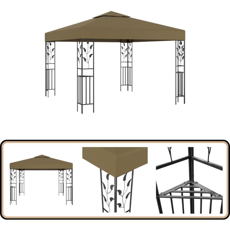 Vidaxl - Tonnelle 3x3 m Taupe 180 g/m² - Belvédère - Tonnelle - Abri Solaire - Parasol - Jardin
