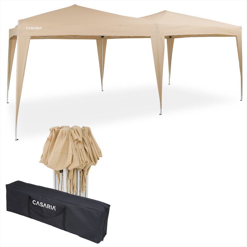 Tonnelle de jardin 3x6m Pop-Up imperméable Protection UV 50+ Sac de transport inclus - Couleur au choix Crème