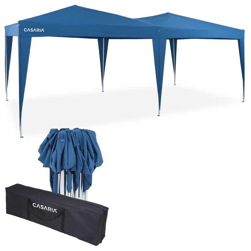 Tonnelle de jardin 3x6m Pop-Up imperméable Protection uv 50+ Sac de transport inclus - Couleur au choix Bleu