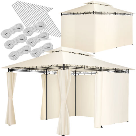 Tectake – Tonnelle de jardin 4 x 3 m – Toit hydrofuge et protection UV – 6 panneaux latéraux amovibles – Installation rapide