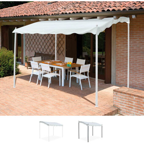 ELIOS PARASOLS Tonnelle adossée 3x2 en acier pour jardin bar et hôtel Pergola uv Couleur: Blanc