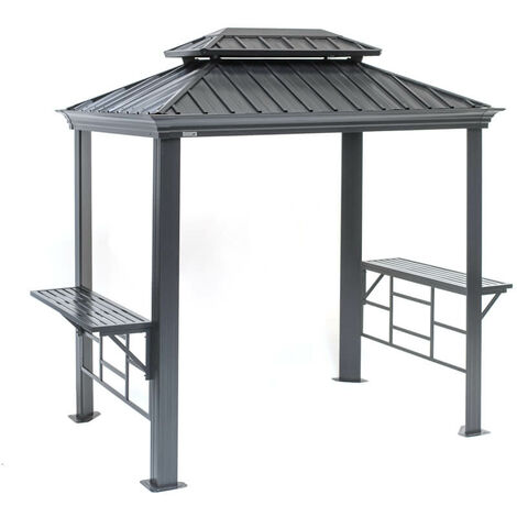 Tonnelle aluminium Messina 68 – Toit en acier galvanisé – Longueur 179cm – Largeur 292cm – Hauteur 262cm – Protection contre intempéries – Sojag