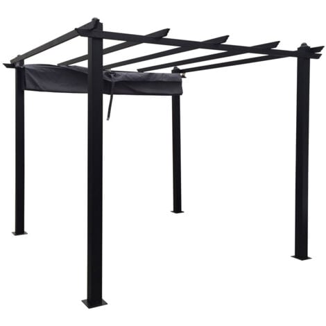 Tonnelle autoportante 3 x 3 m en aluminium et toile grise REGIA