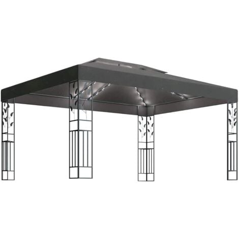 Tonnelle avec double toit et lumières LED 3x4 m Anthracite