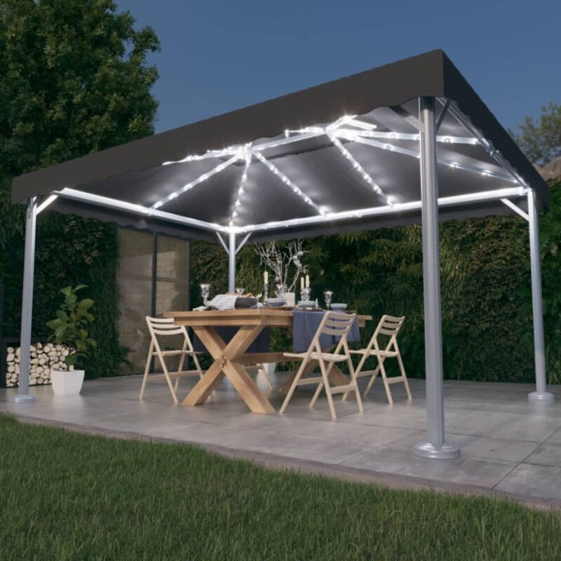 Tonnelle et guirlande lumineuse à led 4x3m Anthracite Aluminium - Vidaxl
