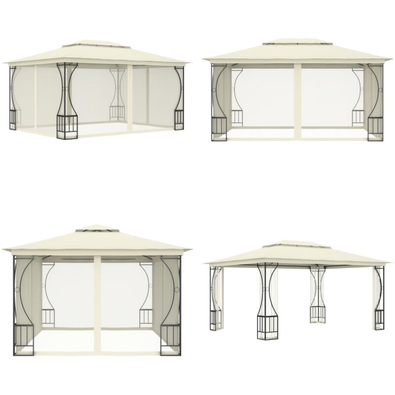 Tonnelle avec moustiquaire 300x400x265 cm Crème - Tente De Jardin - Gazebo - Auvent Pliable - Parasol - Structure Extérieure - Home & Living