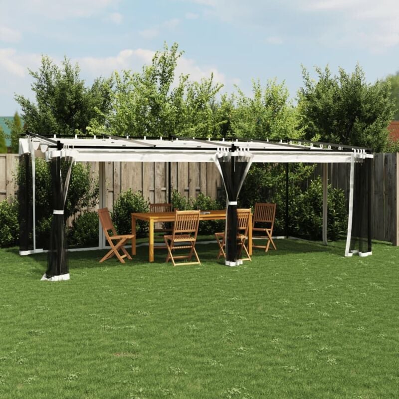 Vidaxl - Tonnelle avec parois en filet crème 6x3 m acier
