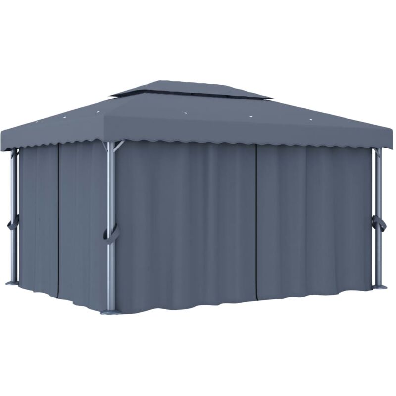 Tonnelle avec rideau 4x3 m Anthracite Aluminium