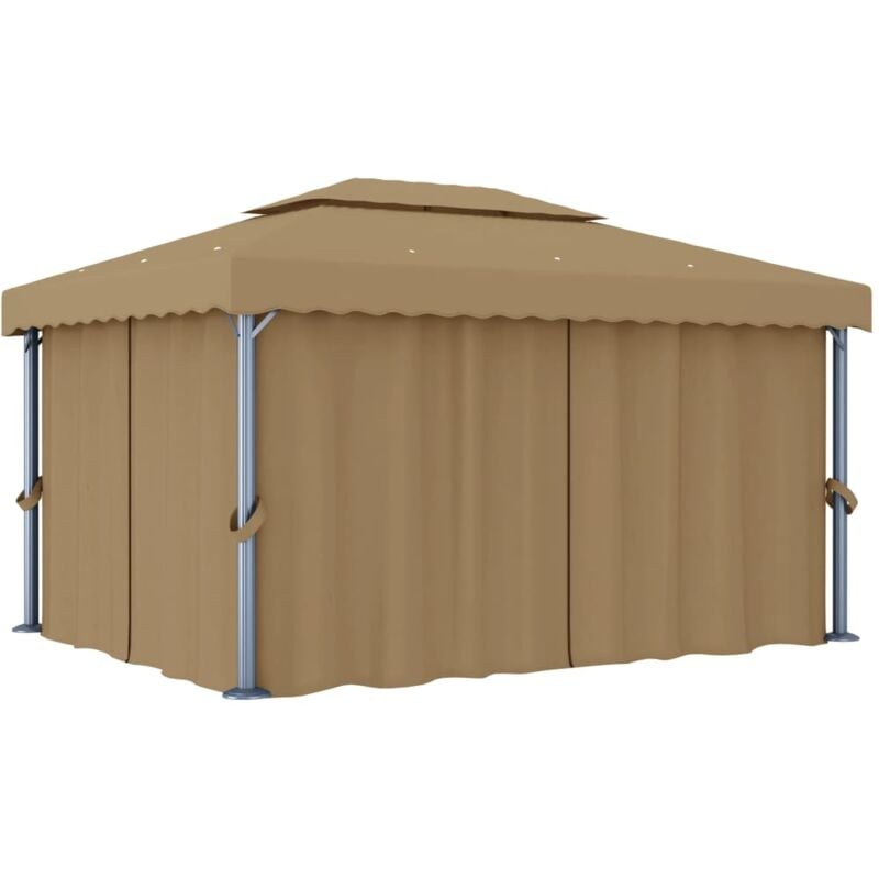 Vidaxl - Tonnelle avec rideau 4x3 m Taupe Aluminium