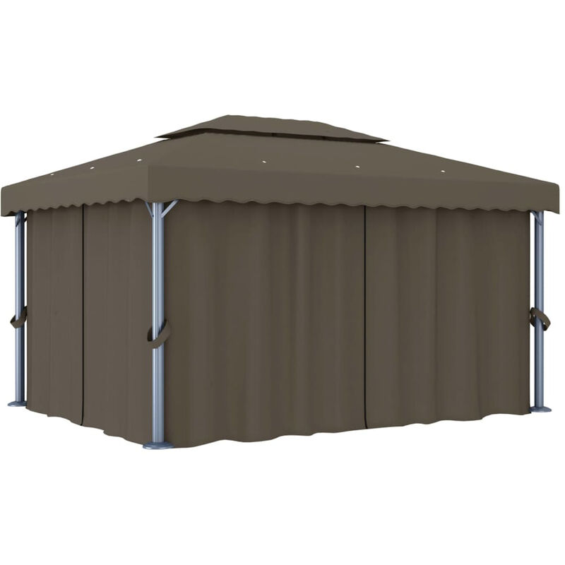 Tonnelle avec rideau 4x3 m Taupe Aluminium
