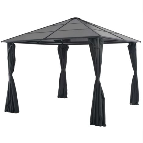 Tonnelle avec rideau Aluminium 3x3 m Noir vidaXL