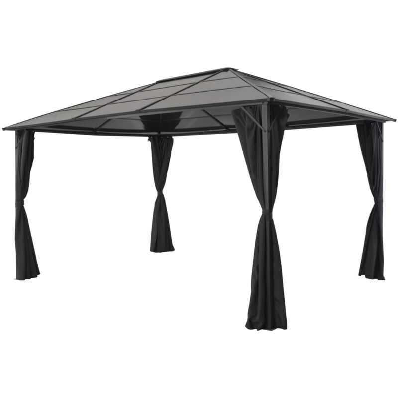 Tonnelle avec rideau Aluminium 4x3x2,6 m Noir