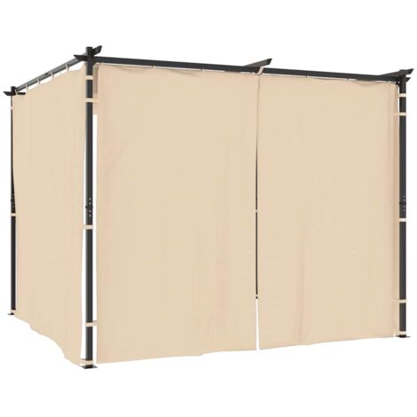 Tonnelle avec rideaux 3x3 m Crème Acier vidaXL