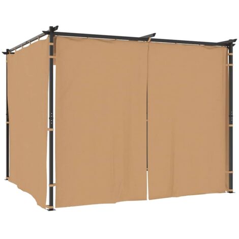 Tonnelle avec rideaux 3x3 m Taupe Acier vidaXL