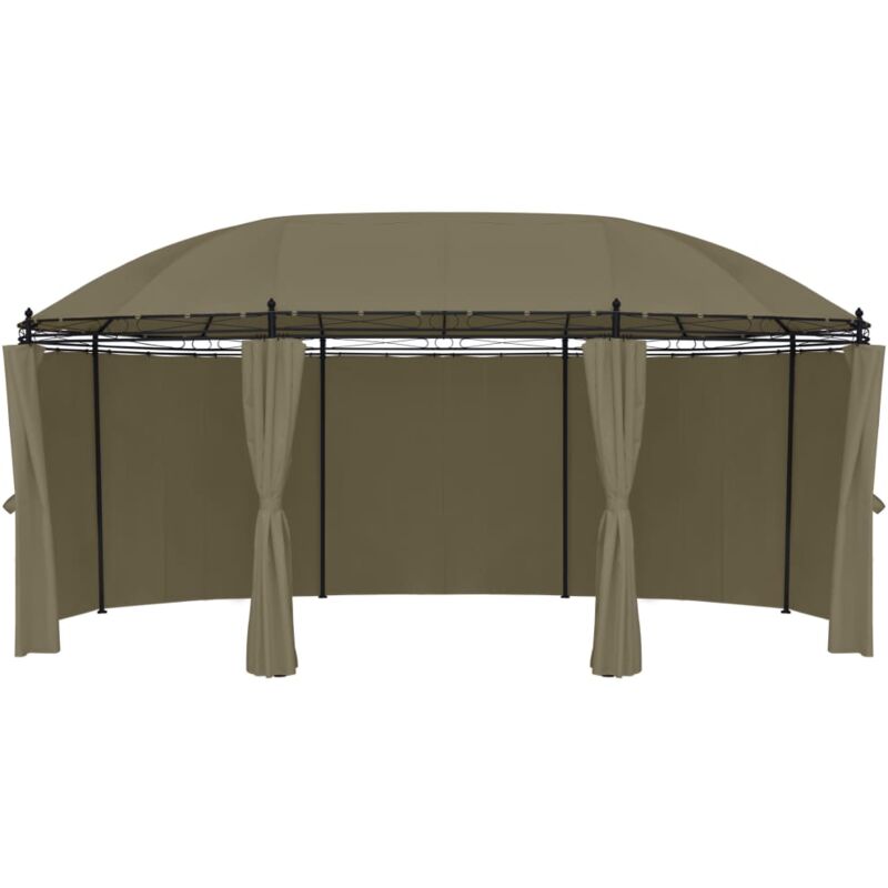 Vidaxl - Belvédère avec rideaux 520x349x255 cm Taupe 180 g/m²