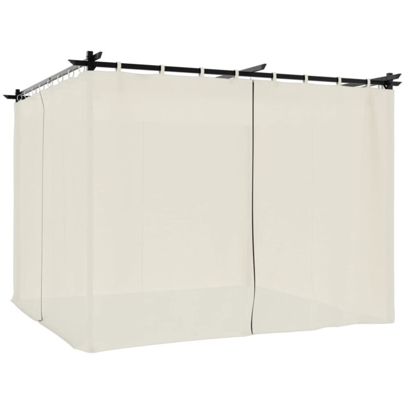 Vidaxl - Tonnelle avec rideaux crème 3x3 m acier