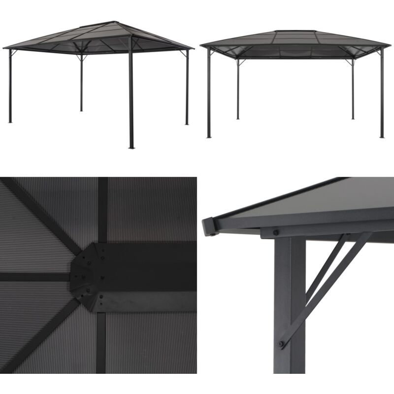 Tonnelle avec toit Aluminium 4x3x2,6 m Noir - belvédère - belvédères - Home & Living - Noir