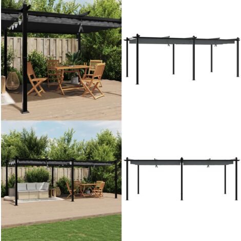 Tonnelle avec toit rétractable anthracite 3x6 m aluminium - Tonnelle De Jardin - Abri De Jardin - Parasol - Structure Extérieure - Terrasse Couverte - Home & Living