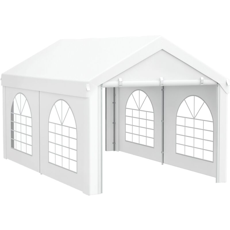 Tente de réception tonnelle barnum dim. 5L x 3l x 2,85H m 2 portes zippées acier galvanisé pe blanc