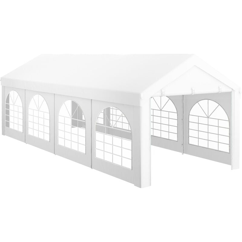 Outsunny - Tente de reception, tonnelle, barnum 8 x 3 m avec 8 grandes fenêtres 2 portes 24m² parois latérales amovibles pour fête, mariage, évenement