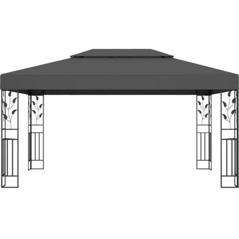 Tonnelle Barnum de Jardin, Pavillon, Pergola, Tente de jardin, avec double toit 3x4 m Anthracite OIB4875E