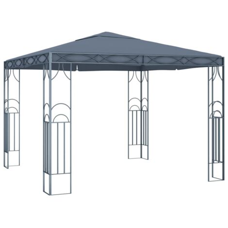 Tonnelle Barnum de Jardin, Pavillon, Pergola, Tente de jardin, avec guirlande lumineuse à LED 300x300 cm Anthracite OIB8749E