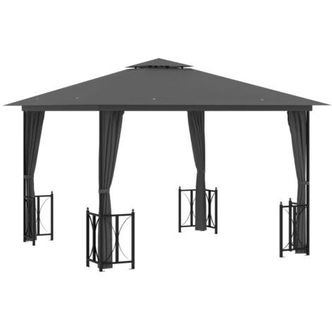 Tonnelle Barnum de Jardin, Pavillon, Pergola, Tente de jardin, avec parois et toit double 3x3 m Anthracite OIB3461E