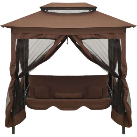 Tonnelle Barnum de Jardin, Pavillon, Pergola, Tente de jardin, convertible en balancelle Café OIB5428E