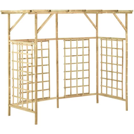 Tonnelle Barnum de Jardin, Pavillon, Pergola, Tente de jardin, pour poubelles triples Bois de pin imprégné OIB6367E