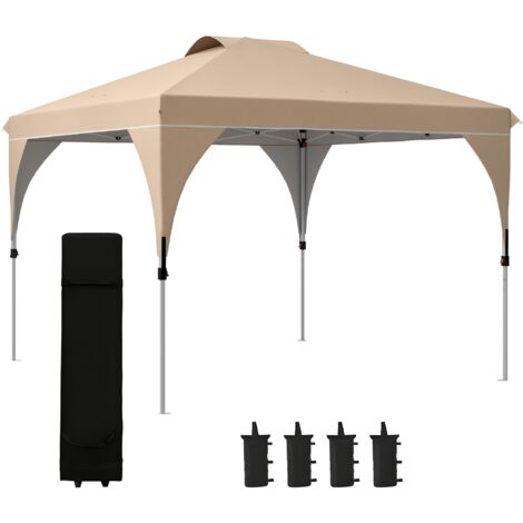 Tonnelle barnum pavillon de jardin pop-up pliant 3 x 3 m avec sac de transport à roulettes, hauteurs réglables