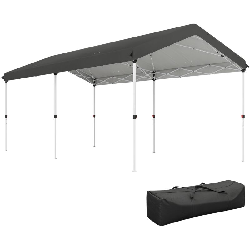 Outsunny - Tonnelle barnum pliable pop up 3 x 6 m - hauteur réglable - sac transport toile haute densité UPF50+ gris foncé