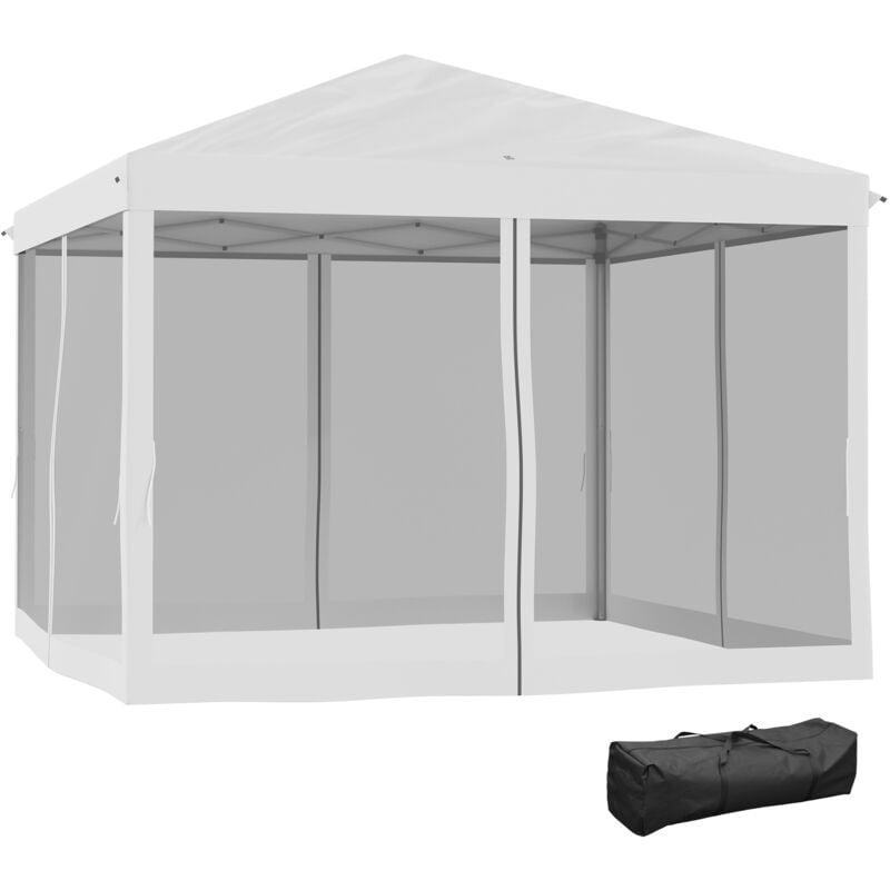 Outsunny - Tonnelle barnum pliant style colonial 2,95L x 2,95l x 2,6H m 4 moustiquaires + sac de transport blanc cassé
