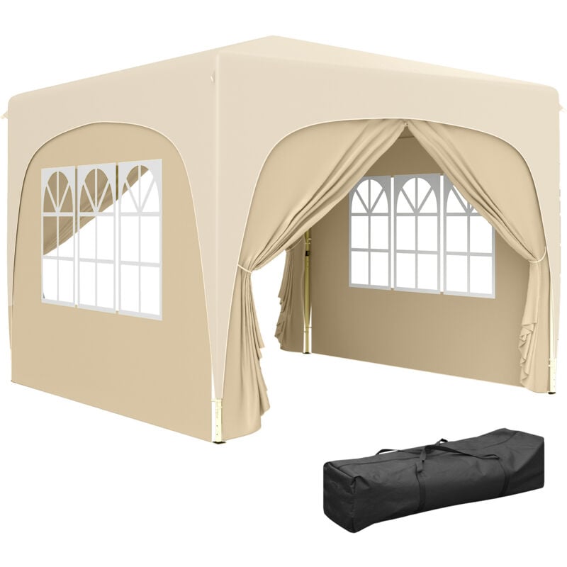 Outsunny - Tonnelle barnum pop up automatique 3x3m hauteur réglable sac transport inclus coloris sable