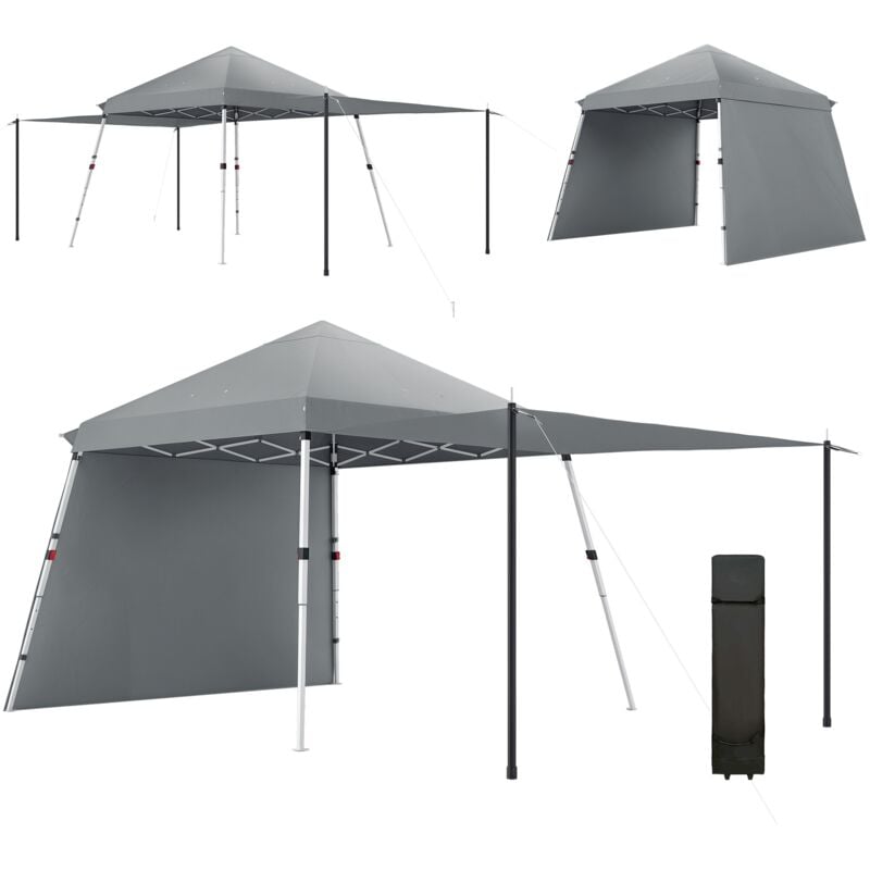 Outsunny - Tonnelle barnum pop up automatique extensible max. 6x3m hauteur réglable sac transport inclus gris