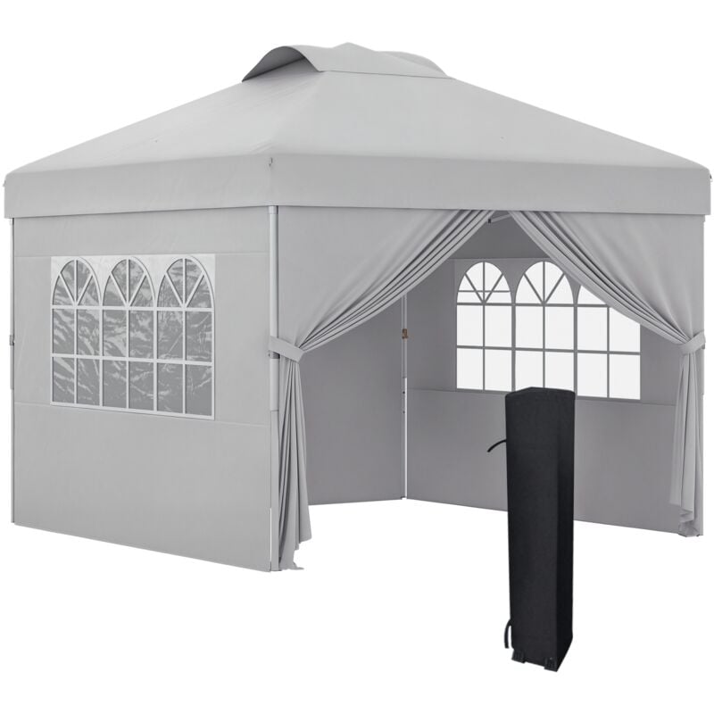 Outsunny - Tonnelle barnum pop-up pliant 2,97L x 2,97l x 2,84H m sac transport inclus gris